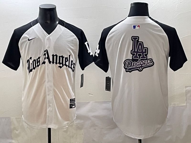 Men 2025 Los Angeles Dodgers Blank White black Five generations Joint Name Nike MLB Jersey style 52621